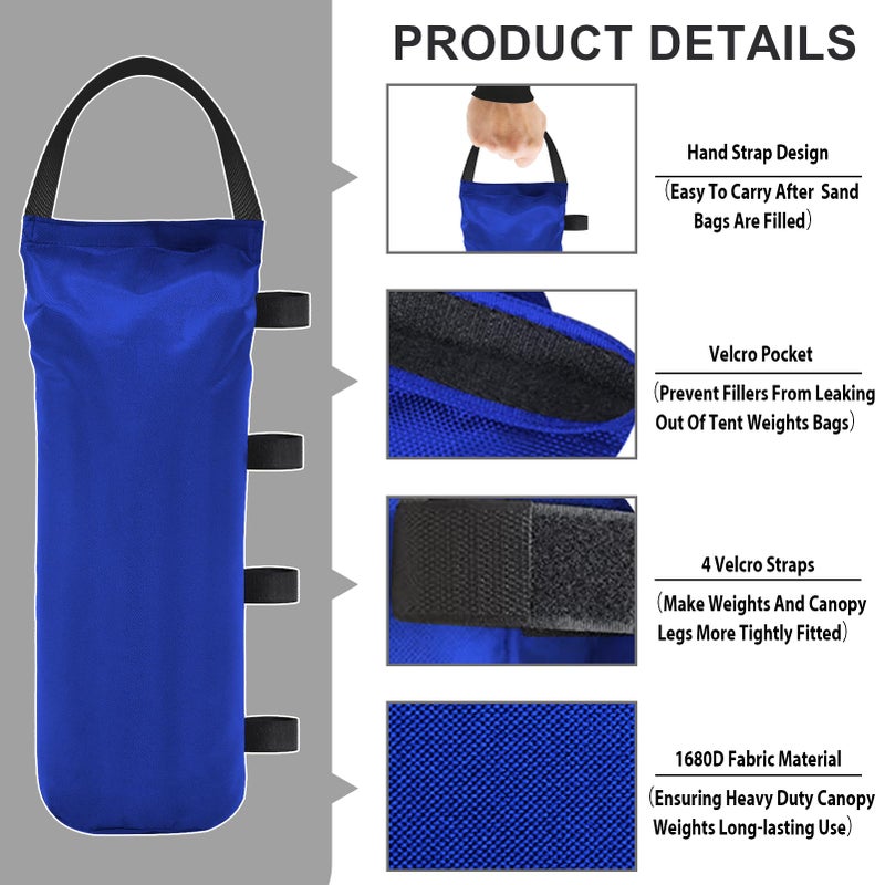 Eurmax USA Weight Capacity 112 LBS Extra Large Pop up Gazebos Weights Sand Bags for Pop up Canopy Tent Pergola Outdoor Instant Canopies,Sand Bags Without Sand, 4-Pack,Blue - Image 3
